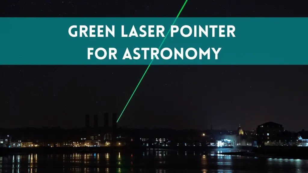 Cityscape with Green Laser Pointing to Sky, Green Laser Pointer for Astronomy