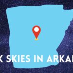 Dark Skies in Arkansas, outline of Arkansas against a stary background