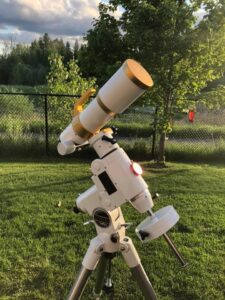 80mm Refractor on EQ Mount Outside